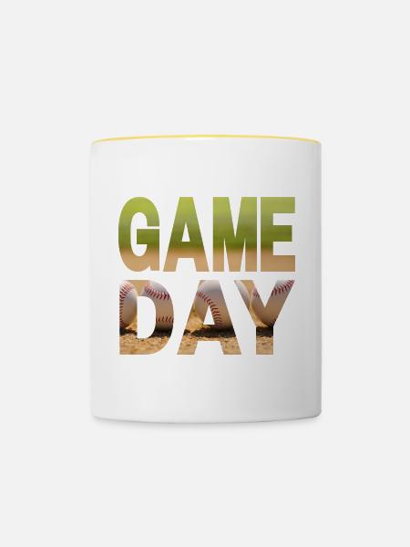 Game Day Baseball - Tasse zweifarbig - Weiß/Gelb