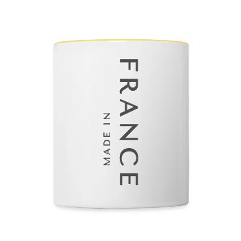 Design minimaliste Made in France - Mug contrasté - blanc/jaune - Devant