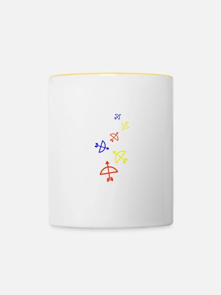 Pfeil und Bogen - Tasse zweifarbig - Weiß/Gelb