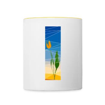 King's day tulip with sundown - Contrasting Mug - white/yellow - Front