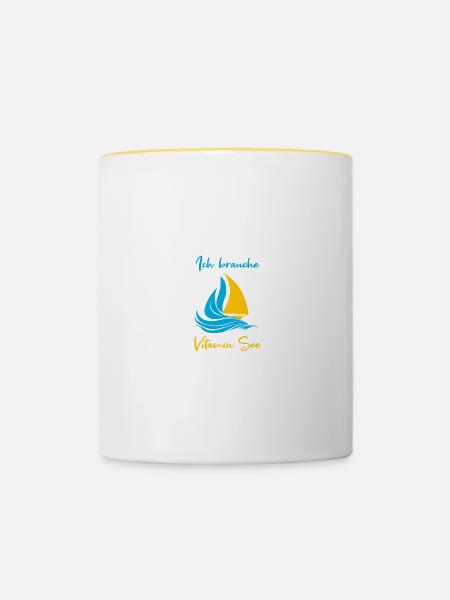 Ich brauche Vitamin See - Tasse zweifarbig - Weiß/Gelb