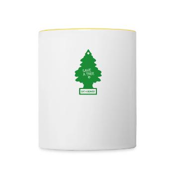 Speichern Sie einen Baum - Tasse zweifarbig - Weiß/Gelb - Vorne