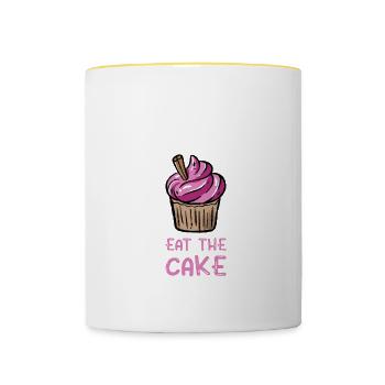 Life Is Short Eat That Cake - Contrasting Mug - white/yellow - Front