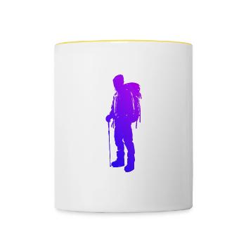 Bouldern Climbing Kletterer Klettern Herren - Tasse zweifarbig - Weiß/Gelb - Vorne