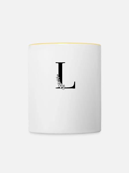 Buchstabe L - Tasse zweifarbig - Weiß/Gelb