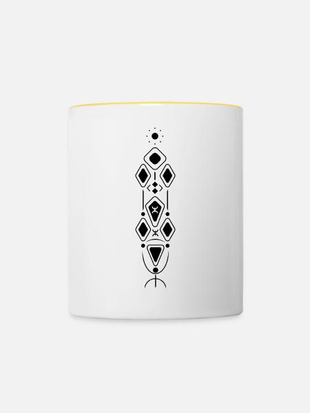 Berbermuster 2023 Schwarz - Tasse zweifarbig - Weiß/Gelb