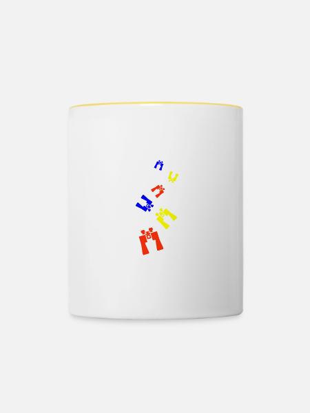 Fernglas Symbol - Tasse zweifarbig - Weiß/Gelb