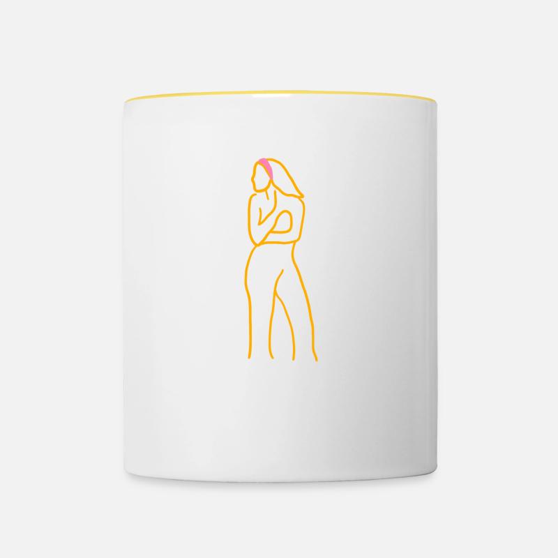 Dame - Mug contrasté - blanc/jaune