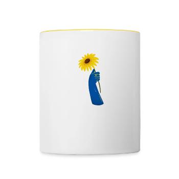 Ukraine, ukrainische Flagge, ukrainische Flagge - Tasse zweifarbig - Weiß/Gelb - Vorne