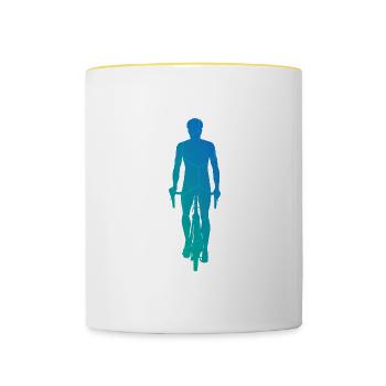 Fahrrad Mtb Herren Bike Radeln Velo Radfahrer - Tasse zweifarbig - Weiß/Gelb - Vorne
