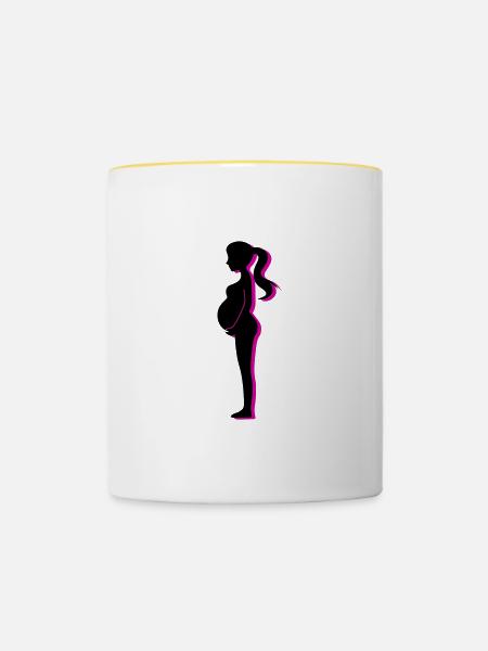 Frau Schwangerschaft Baby - Tasse zweifarbig - Weiß/Gelb