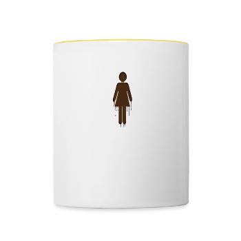 laufende Frau - Tasse zweifarbig - Weiß/Gelb - Vorne