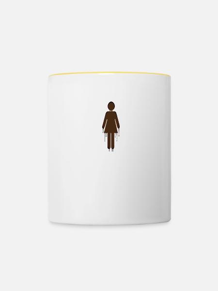 laufende Frau - Tasse zweifarbig - Weiß/Gelb