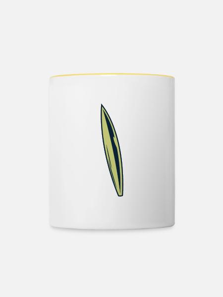 Surfbrett - Tasse zweifarbig - Weiß/Gelb