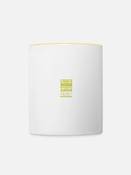 Jahr 2019 - Tasse zweifarbig - Weiß/Gelb