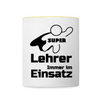 Super Lehrer Geschenk - Tasse zweifarbig - Weiß/Gelb - Vorne