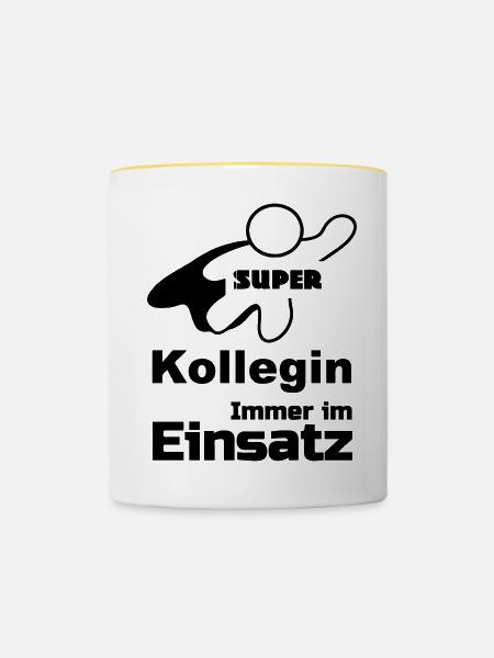 Super Kollegin Geschenk - Tasse zweifarbig - Weiß/Gelb
