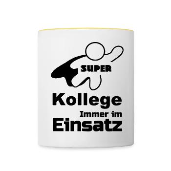 Super Kollege Geschenk - Tasse zweifarbig - Weiß/Gelb - Vorne