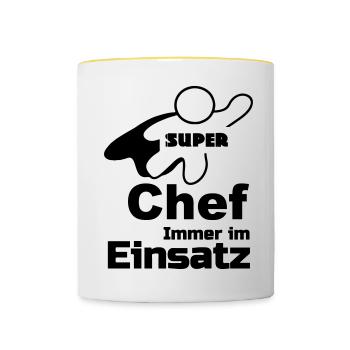 Super Chef Geschenk - Tasse zweifarbig - Weiß/Gelb - Vorne