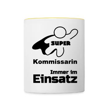 Super Kommissarin Geschenk - Tasse zweifarbig - Weiß/Gelb - Vorne