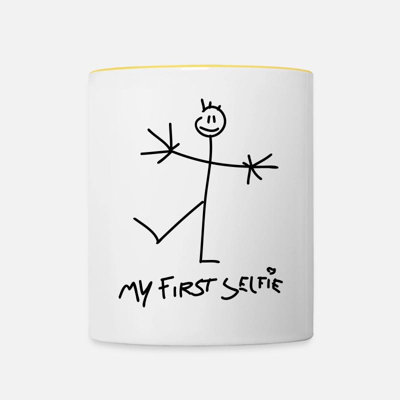my first selfie - Mug contrasté - blanc/jaune