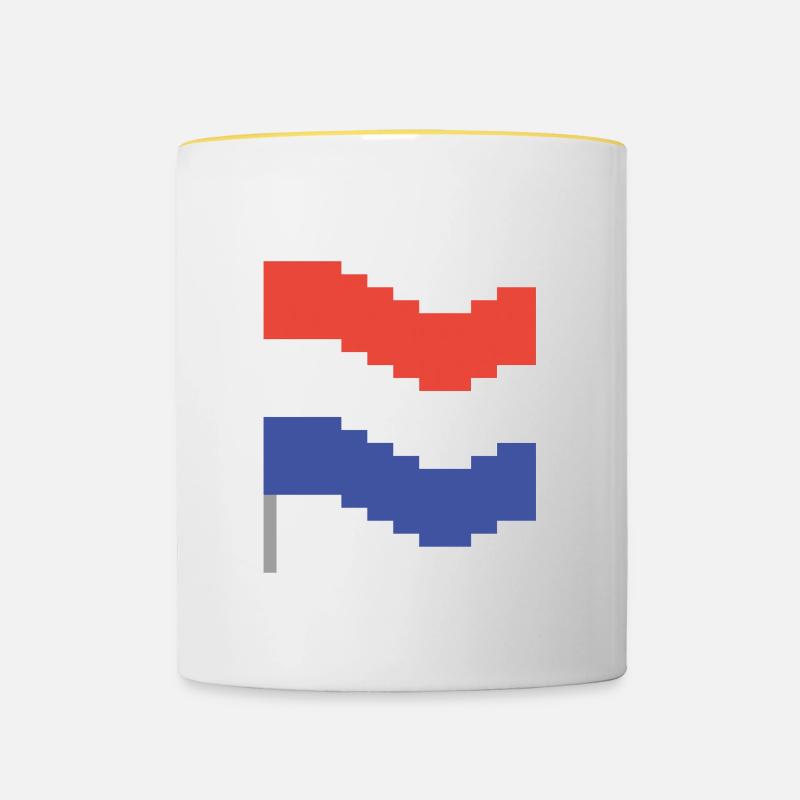 Pays-Bas Drapeau Pixel Art - Mug contrasté - blanc/jaune