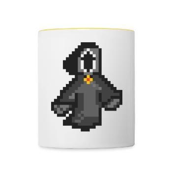 Death2 Pixel Art - Mug contrasté - blanc/jaune - Devant