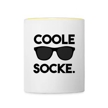 Coole Socke - Tasse zweifarbig - Weiß/Gelb - Vorne