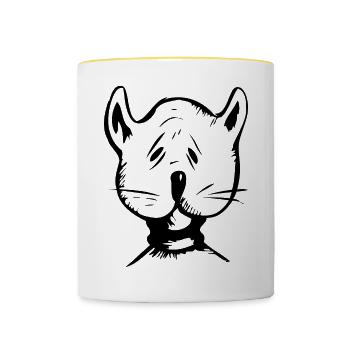 cooler Hund 6 schwarz - Tasse zweifarbig - Weiß/Gelb - Vorne