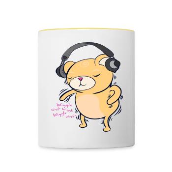 Tanzender Bär - Tasse zweifarbig - Weiß/Gelb - Vorne