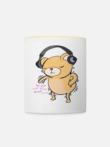 Tanzender Bär - Tasse zweifarbig - Weiß/Gelb