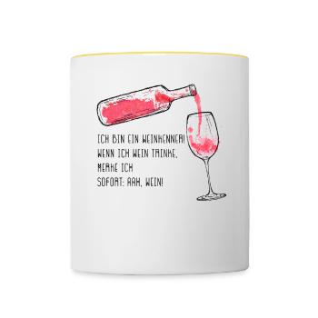 Wein, Weinkenner, Weinliebhaber, Geschenkidee - Tasse zweifarbig - Weiß/Gelb - Vorne