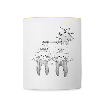 Gesunde Zähne - Tasse zweifarbig - Weiß/Gelb - Vorne