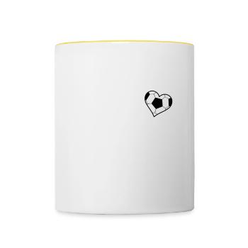Spieler Mama Fußball Fußballer Geschenk Mutter - Tasse zweifarbig - Weiß/Gelb - Vorne