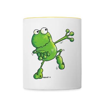 Green Power Frosch - Frösche - Tasse zweifarbig - Weiß/Gelb - Vorne