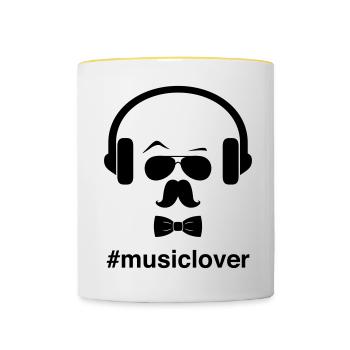 mélomane Rétro mélomane DJ raccroche amour - Mug contrasté - blanc/jaune - Devant