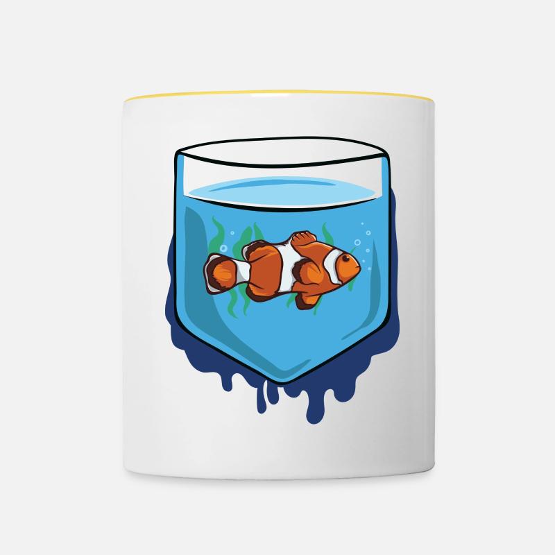 POISSON - Mug contrasté - blanc/jaune