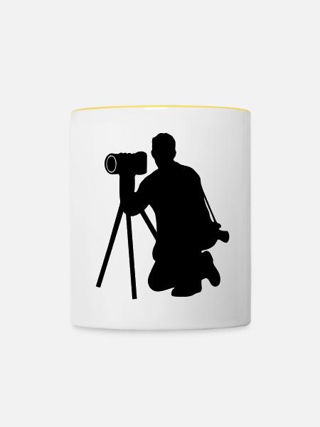 fotograf - Tasse zweifarbig - Weiß/Gelb