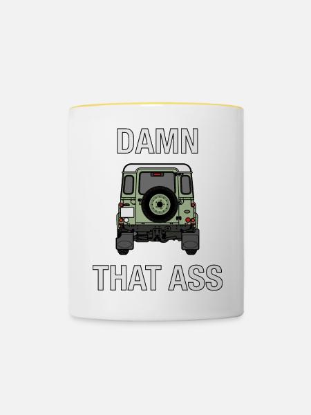 Defender - Verdammt, dass Arsch - Tasse zweifarbig - Weiß/Gelb