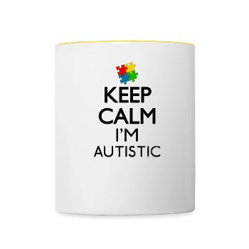 Keep Calm I'm Autistic Geschenk - Tasse zweifarbig - Weiß/Gelb - Vorne