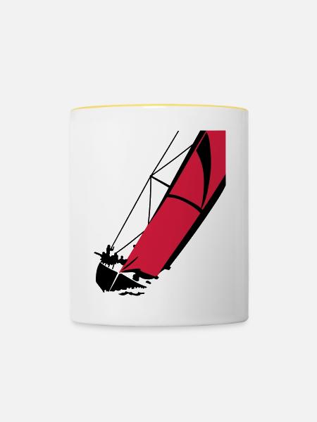 Segelboot - Tasse zweifarbig - Weiß/Gelb