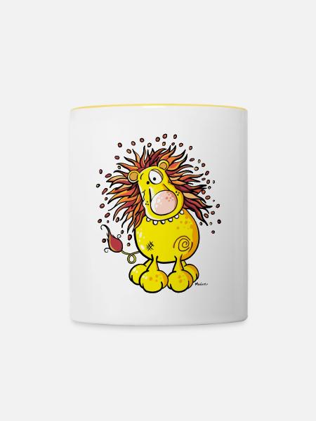 Süßer Löwe - Tasse zweifarbig - Weiß/Gelb