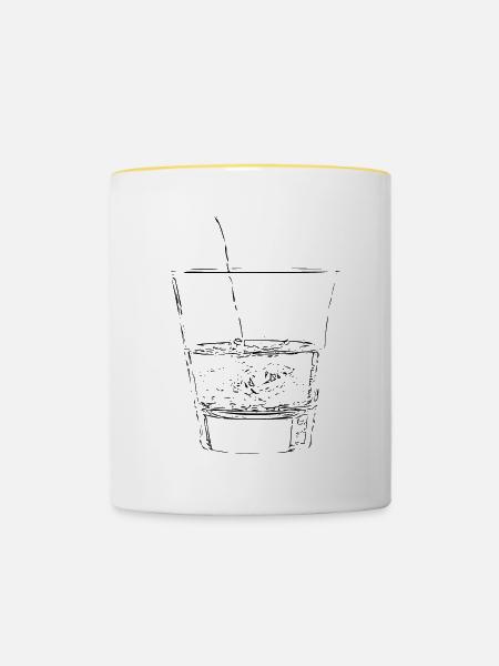 Wasserglas dunkel - Tasse zweifarbig - Weiß/Gelb