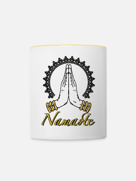 Namaste - Tasse zweifarbig - Weiß/Gelb