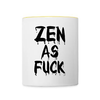 Zen As Fuck - Tasse zweifarbig - Weiß/Gelb - Vorne