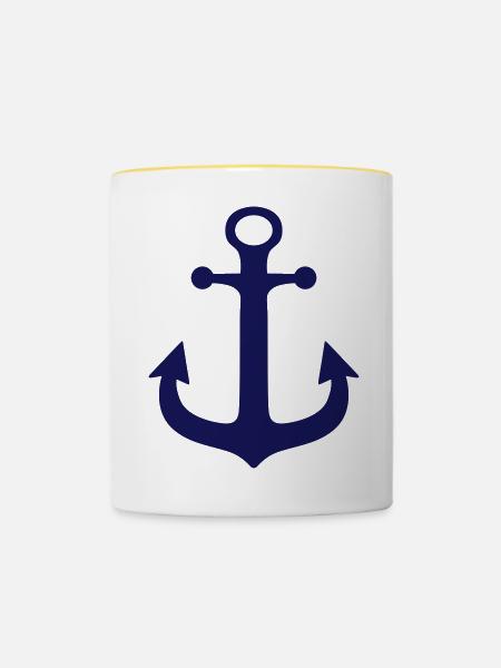 Blauer Anker - Tasse zweifarbig - Weiß/Gelb