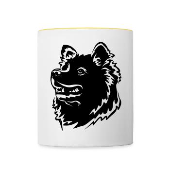 Samoyed Head - Contrasting Mug - white/yellow - Front