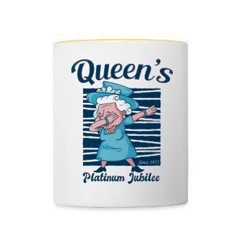 Dabbing British Queen Monarchy Platin-Jubiläum - Tasse zweifarbig - Weiß/Gelb - Vorne