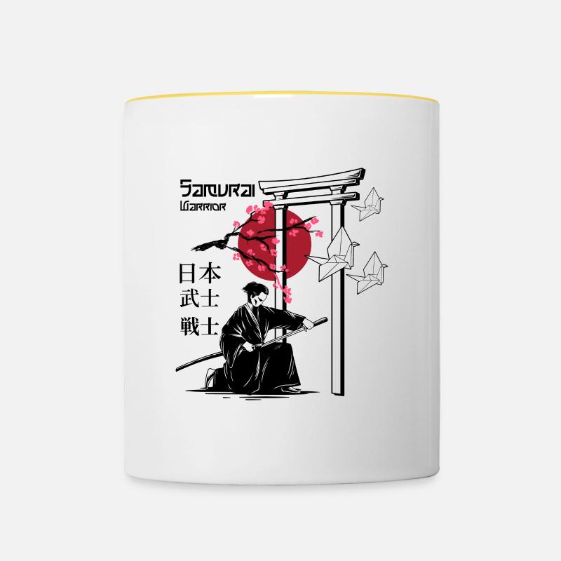 Samurai Warrior - Contrasting Mug - white/yellow