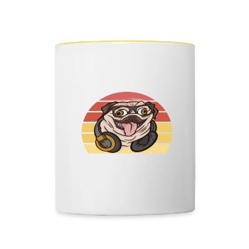 You Work I Watch And Judge Funny Pug Say - Contrasting Mug - white/yellow - Front